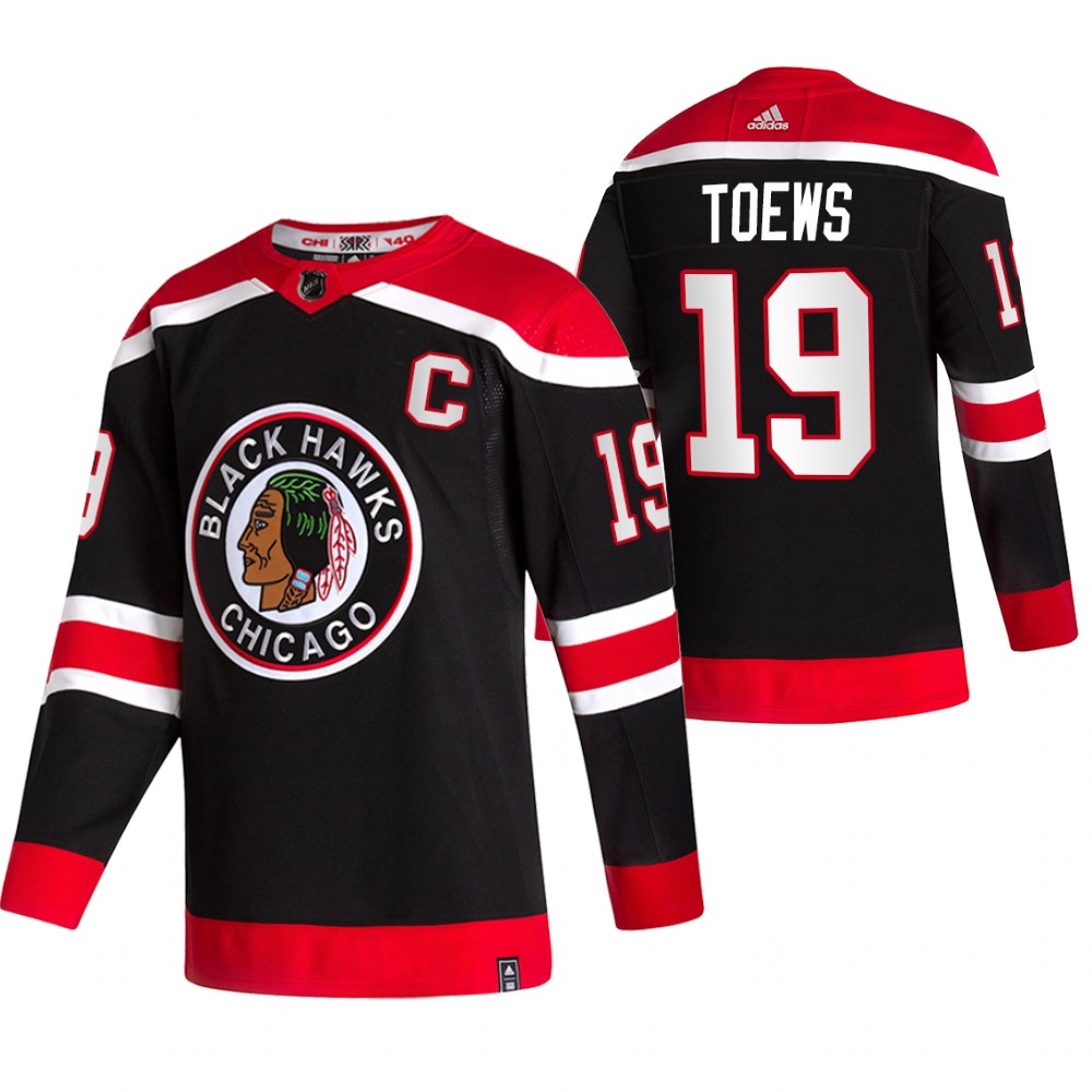 2021 Adidias Chicago Blackhawks 19 Jonathan Toews Black Men Reverse Retro Alternate NHL Jersey